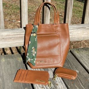Steve Madden Brown Shoulder Bag with Green Scarf